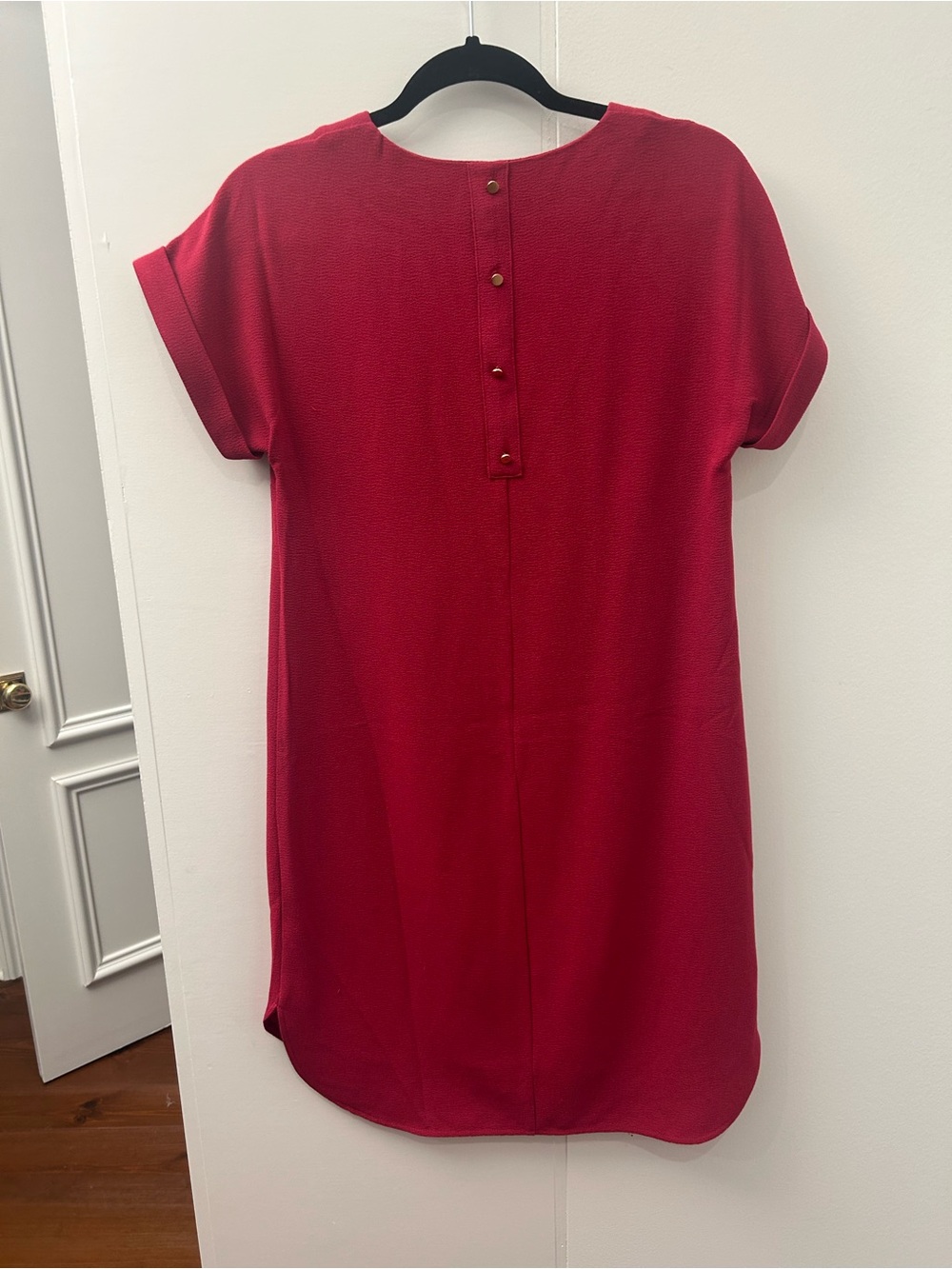 a new day Red Short-Sleeve Shift Tunic with Back Button Detail